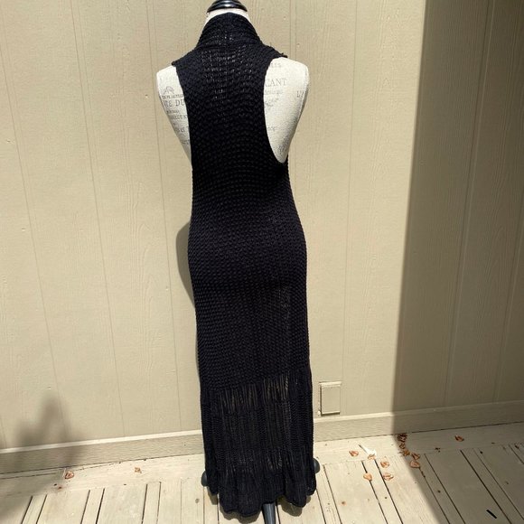 Vintage Open Crochet Boho Long Sweater Vest Cardigan - Picture 7 of 10